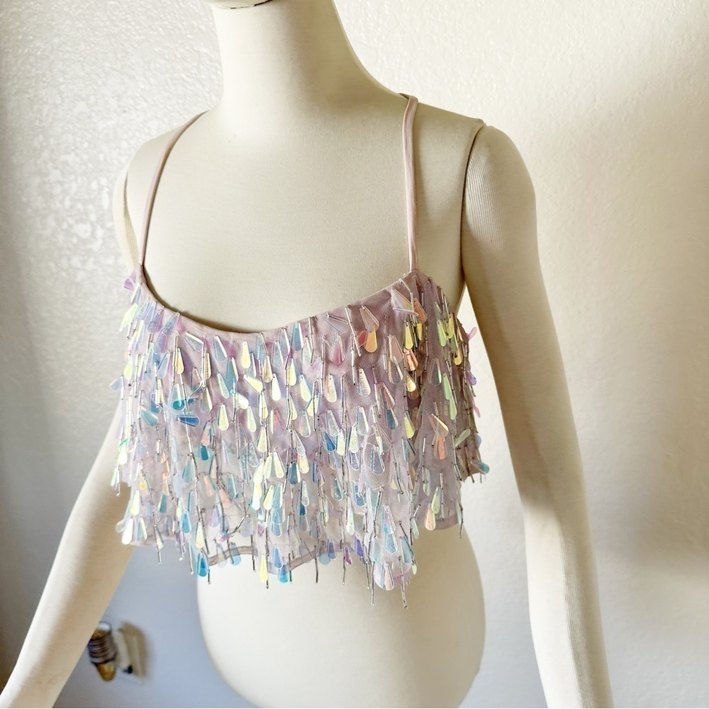 Majorelle Mallory Embellished Crop Top in Silver size S - Picture 5 of 8
